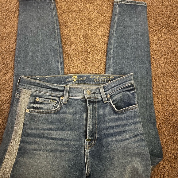 7 seven for all Mankind high waist ankle skinny with silver stripe size 28 - Picture 10 of 10
